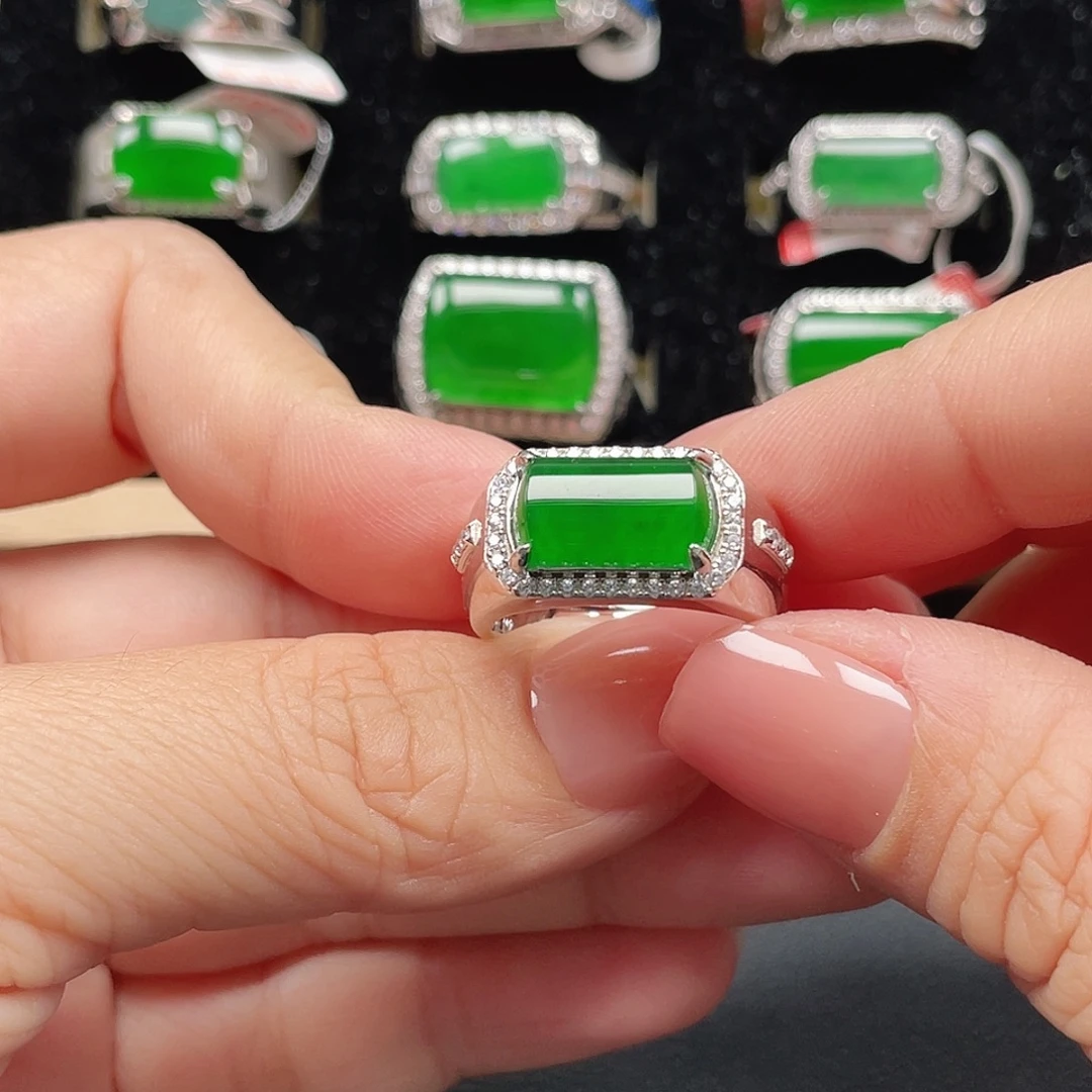 翡翠银S925镶嵌戒指编号3962没运费险