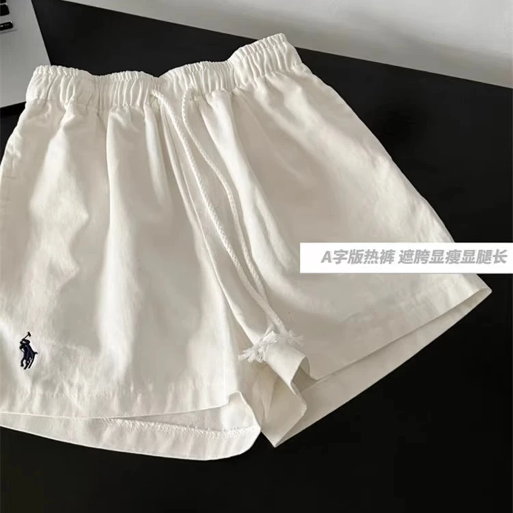 宽松a字短裤女夏季小个子高腰纯棉运动休闲亚麻阔腿裤裙裤子外穿