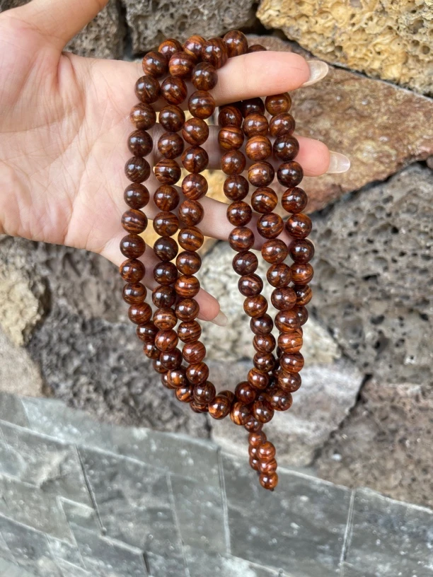 海南黄花梨1.0X108颗虎皮纹佛珠