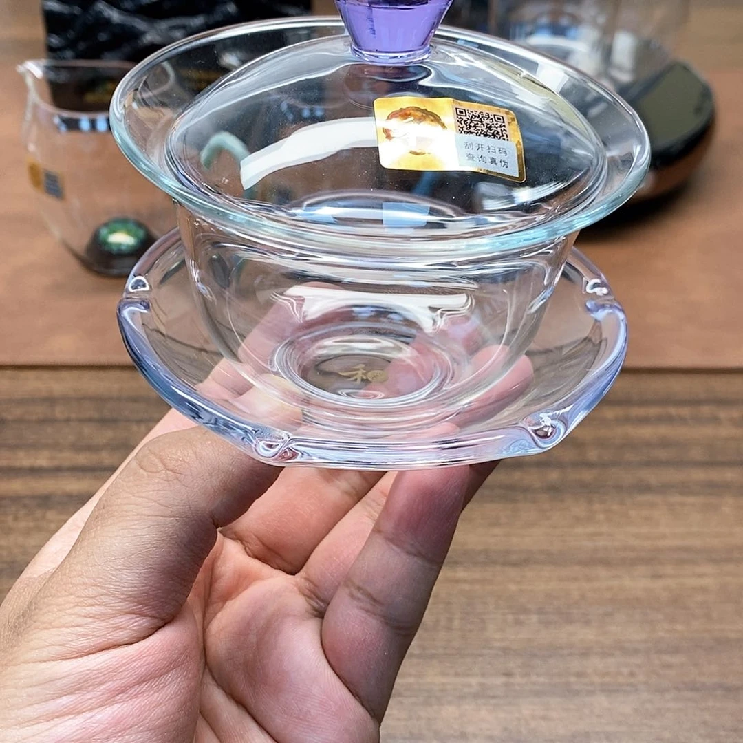 禾器/禅语盖碗/浅紫 金标