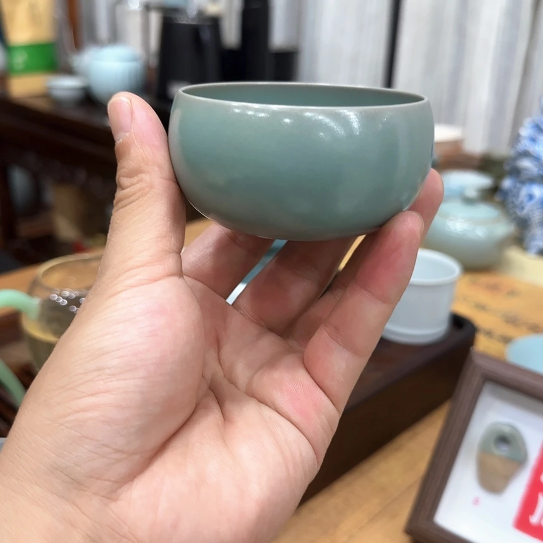 原矿烟青仿古釉禅定杯