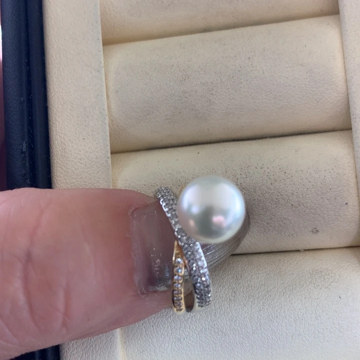 银S925镶嵌戒指海水珍珠
