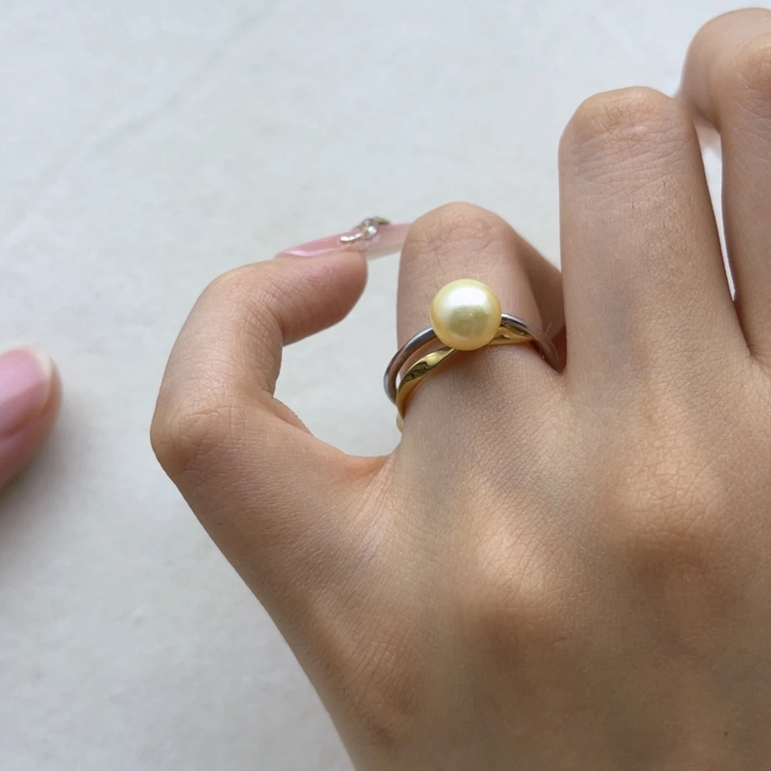 银S925镶嵌戒指海水珍珠