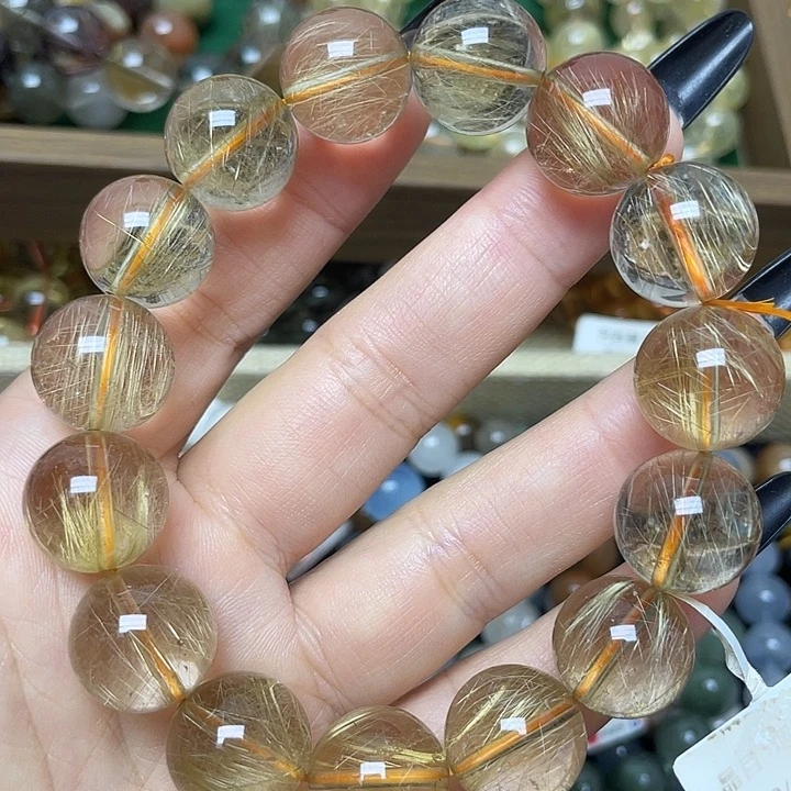 未镶嵌手链水晶金发晶15.5
