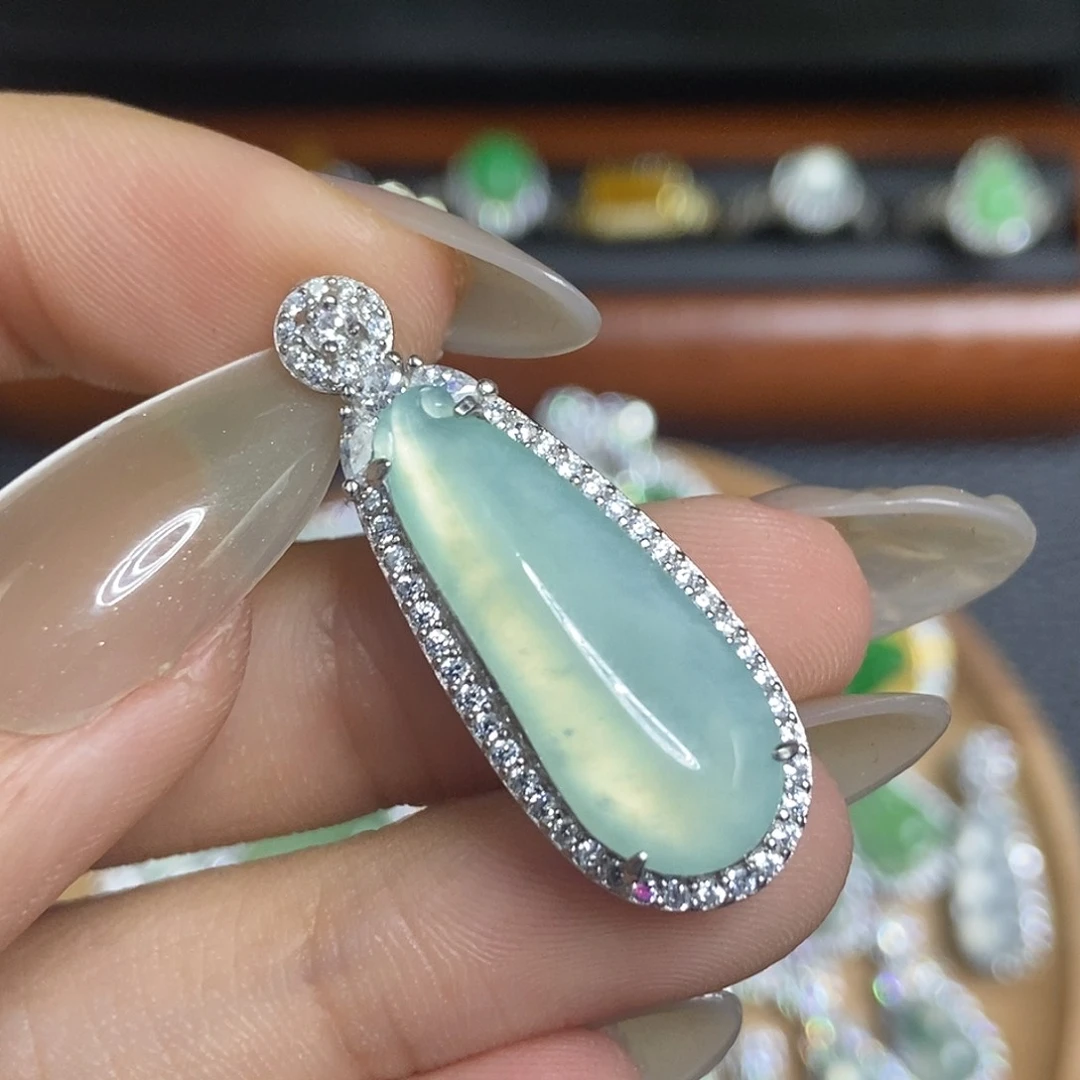 翡翠银S925镶嵌吊坠(不含链)福瓜吊坠