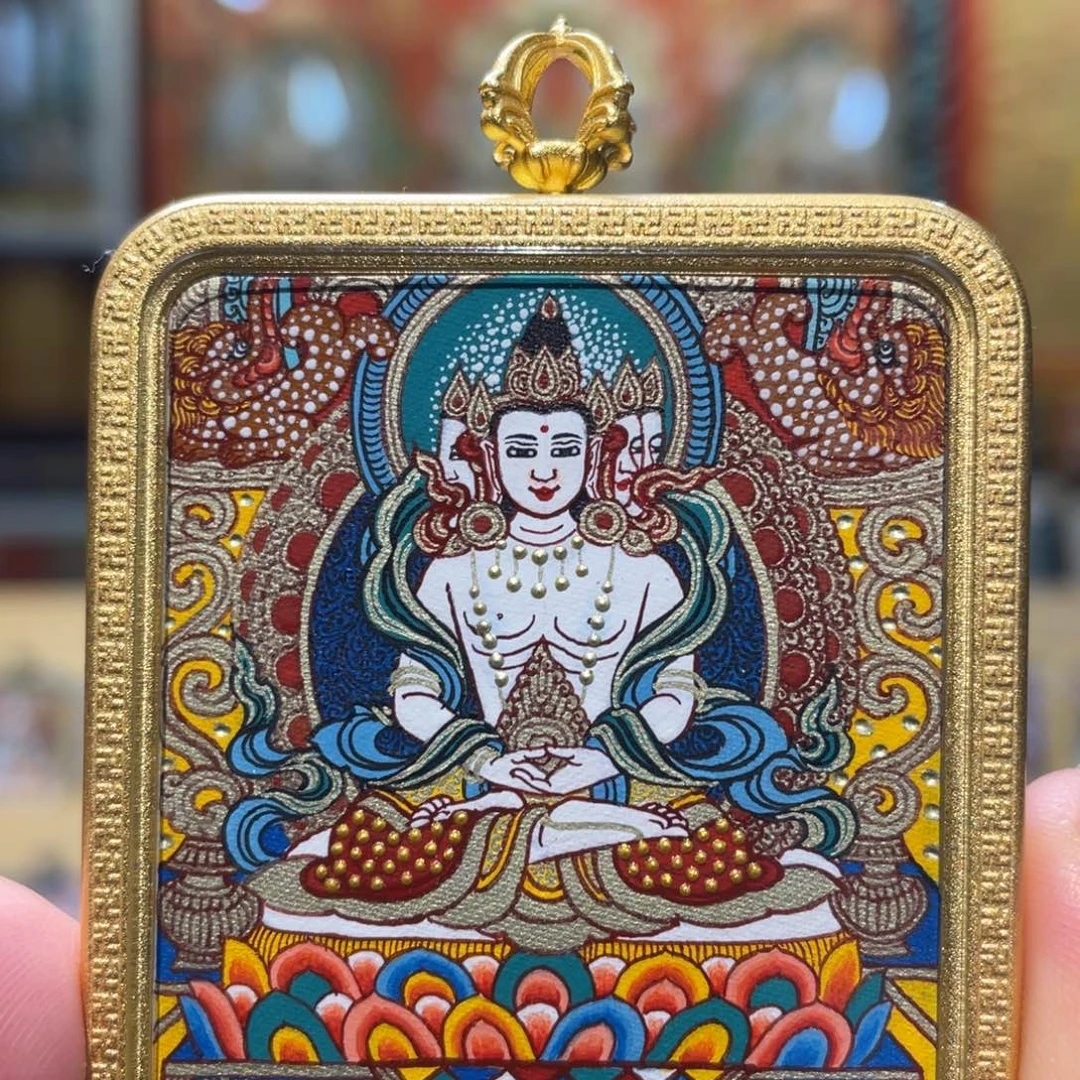 吊坠热贡纯手绘唐卡大日如来