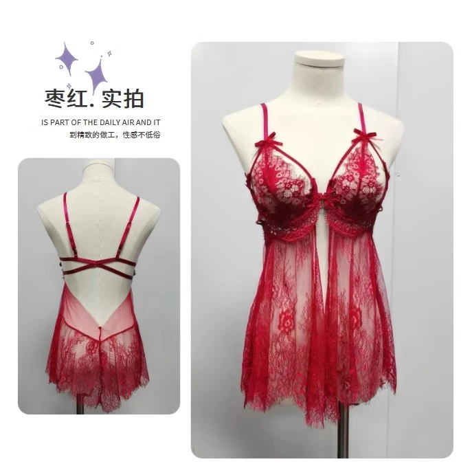 蕾丝连体性感/黑色酒红均码露背
