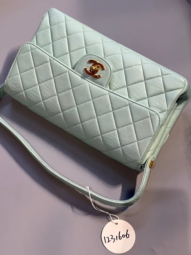 95新 Chanel/香奈儿 夏七中古/绿色双子星单肩包/1231606