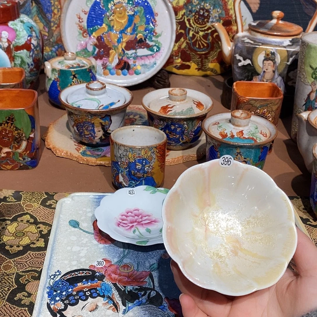 素胎花口景德镇手工手绘杯