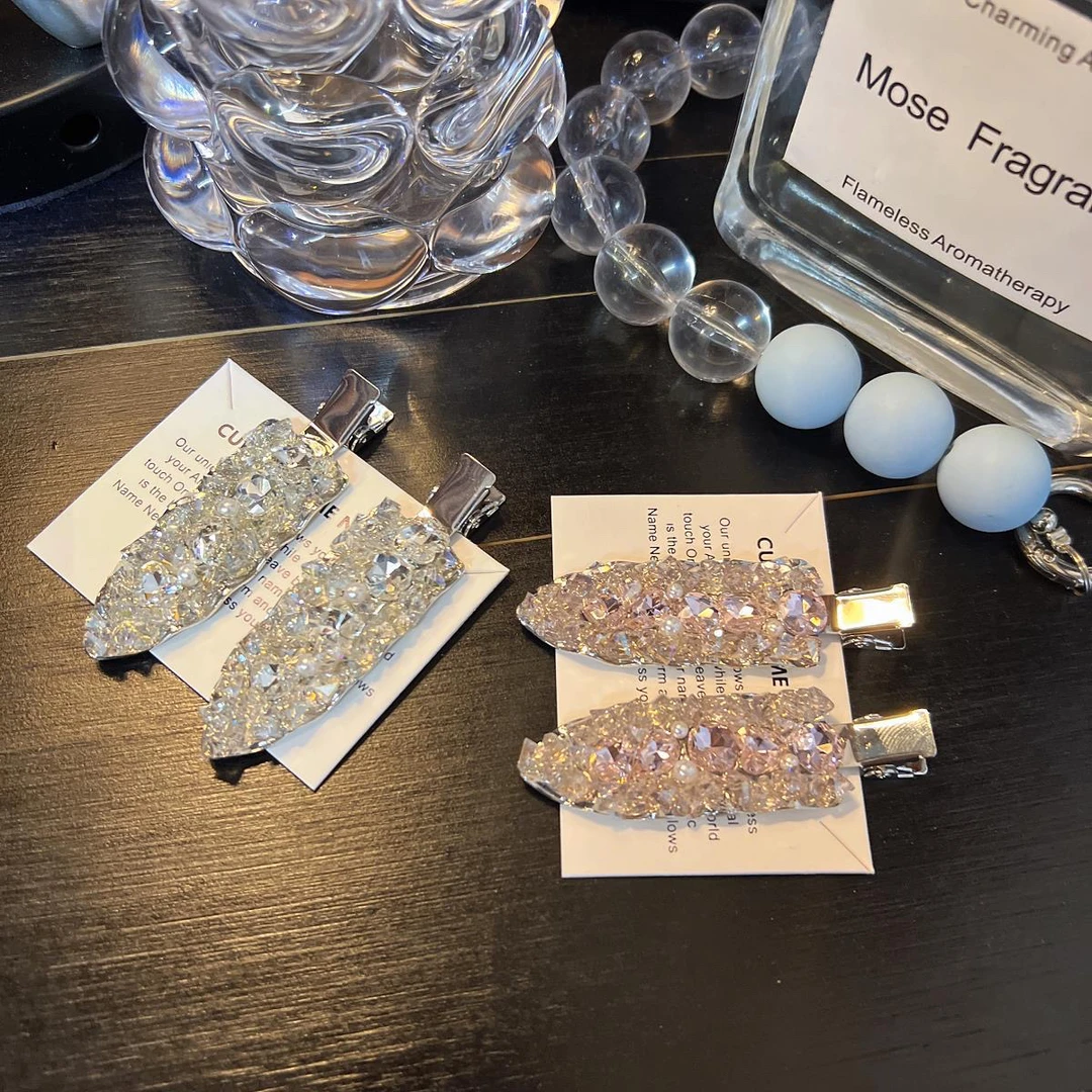 东大门新款小众洋气发夹满钻锆石精致无痕刘海夹氛围感鸭嘴夹发饰