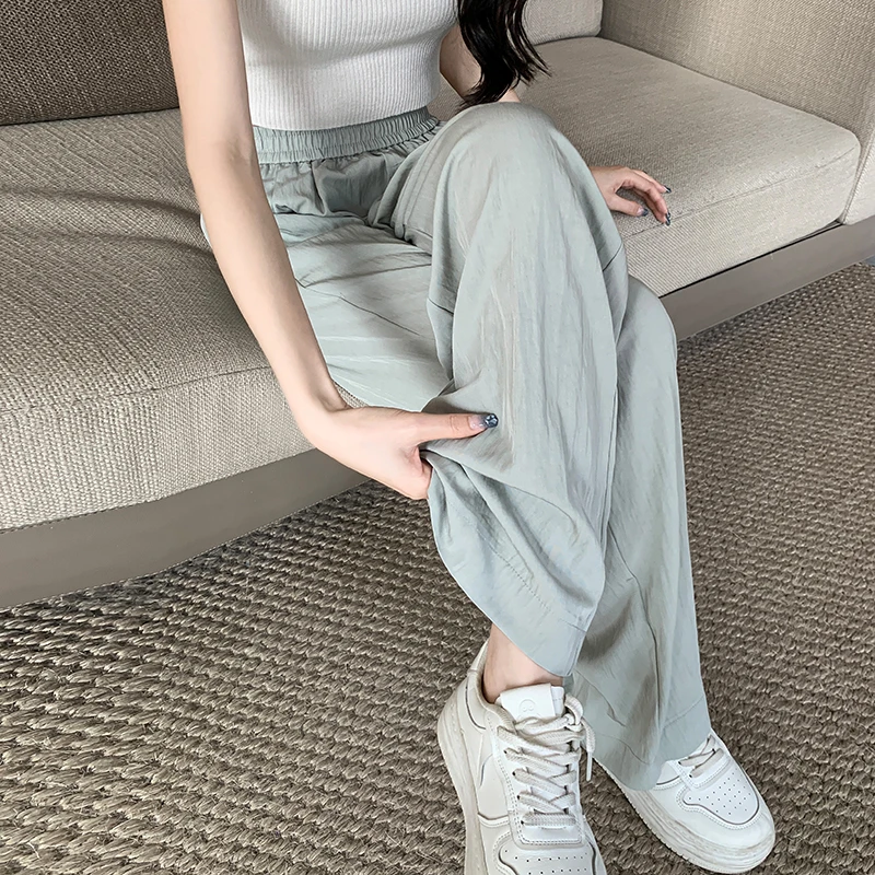 【小个子定制】2025春夏薄款定制水洗肌理感高腰显瘦宽松垂感阔腿裤