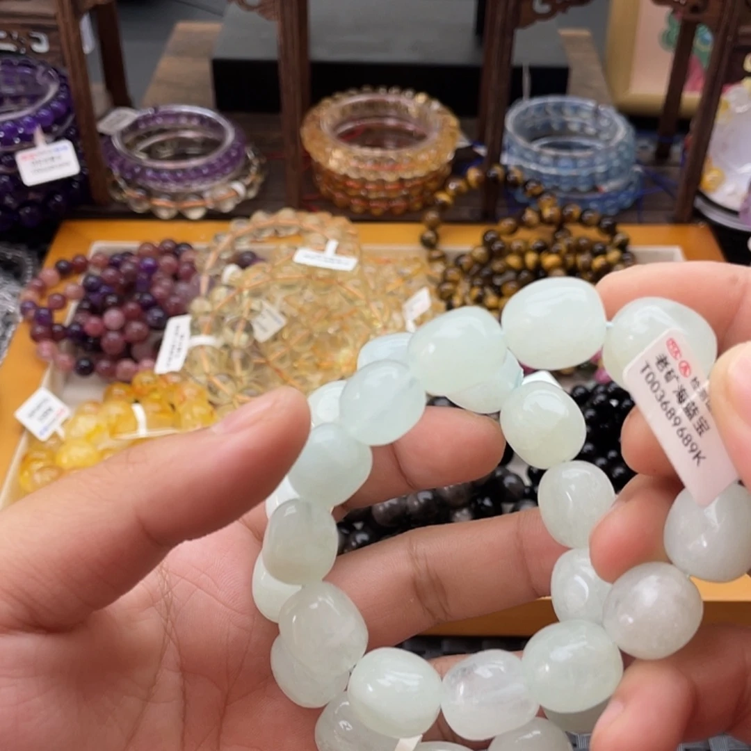 手链未镶嵌水晶无酸洗无注胶海蓝宝