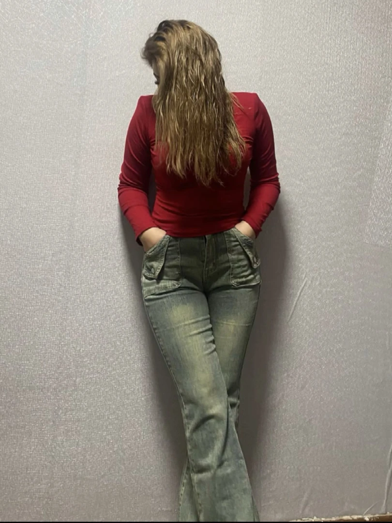 8562新款性感复古欧美风高级感微喇叭阔腿牛仔裤包邮