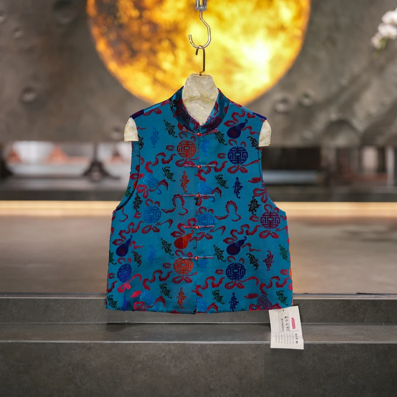 蓝大【何事空】新中式桑蚕丝马甲6586