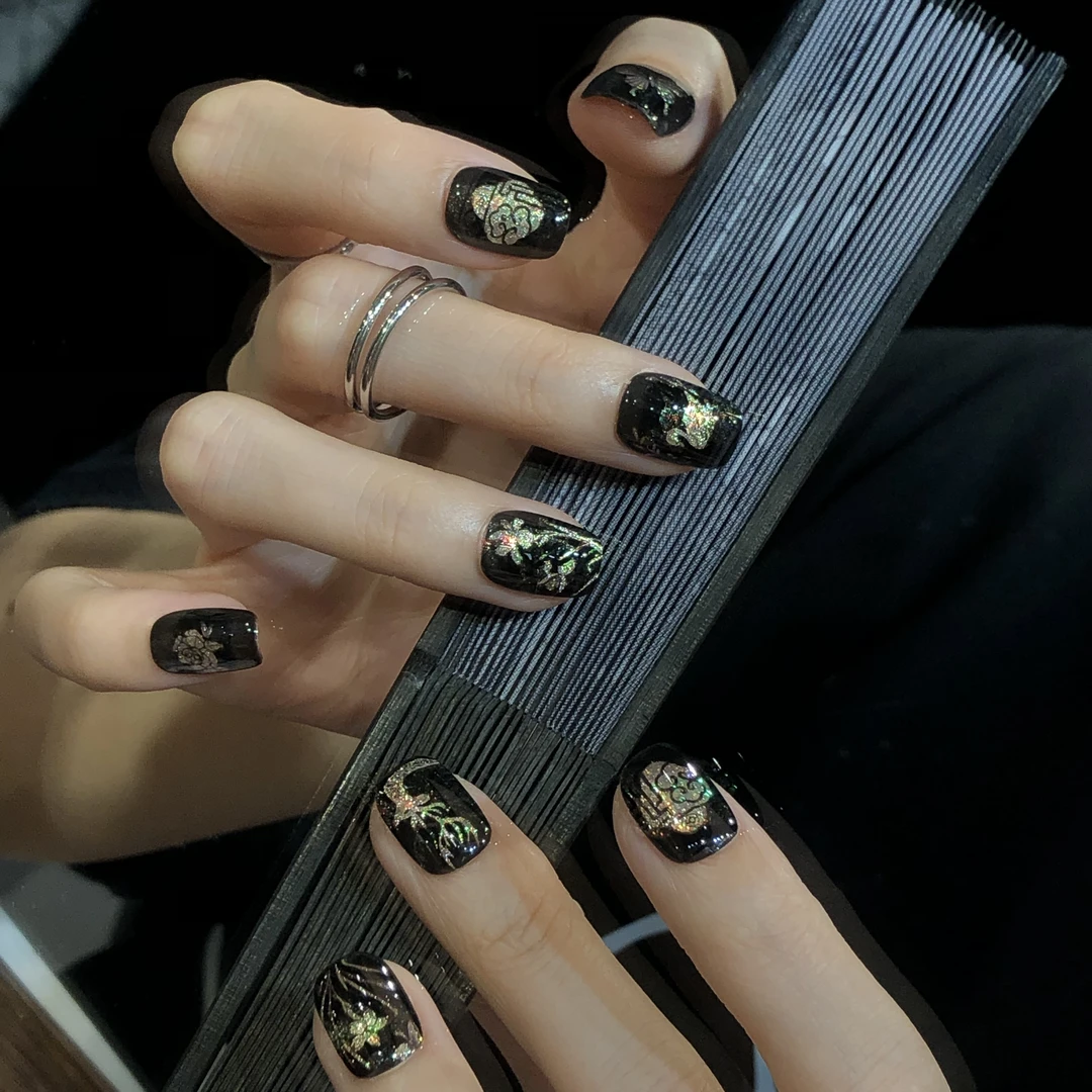 喵公子【墨画屏】【设计师款】纯手工穿戴甲可拆卸美甲光疗甲