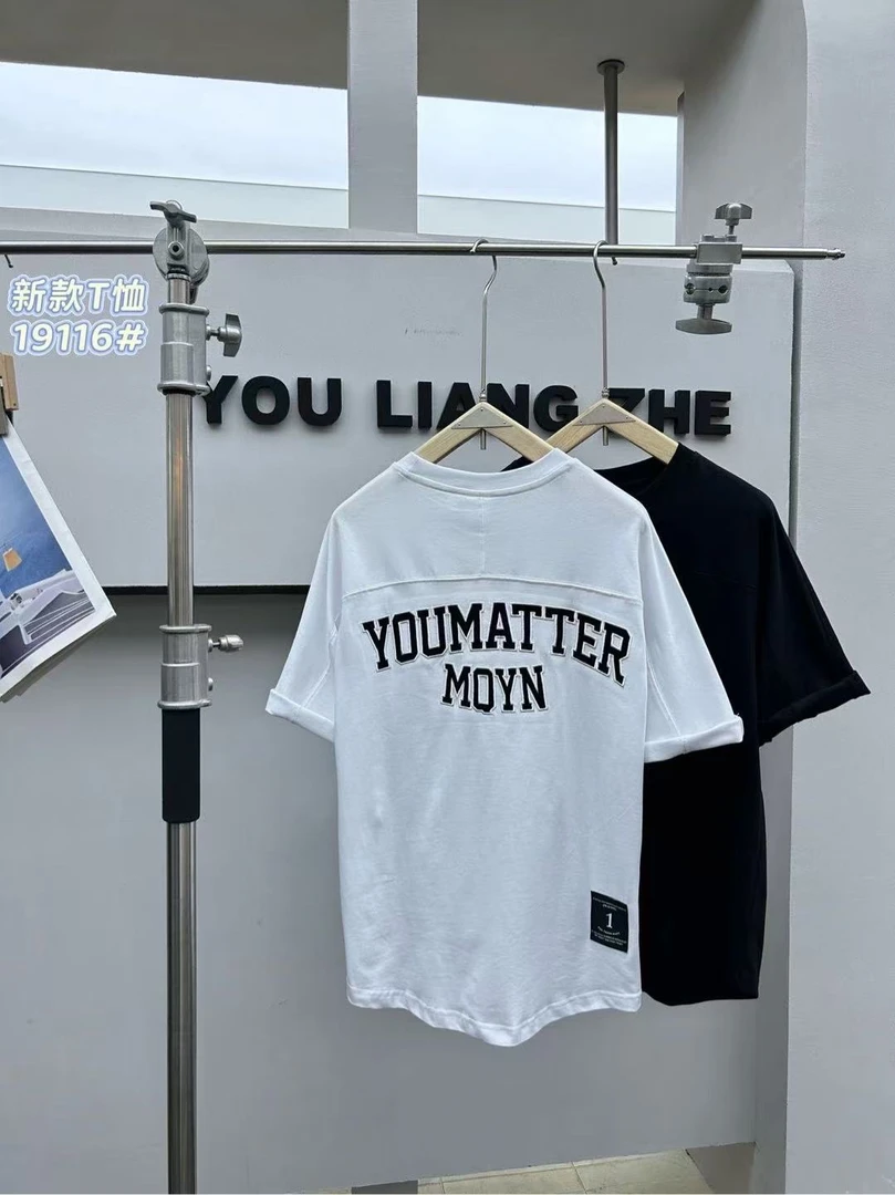 845 素劲2 夏季潮牌切割风重工刺绣T恤 M-4XL T19116 CK