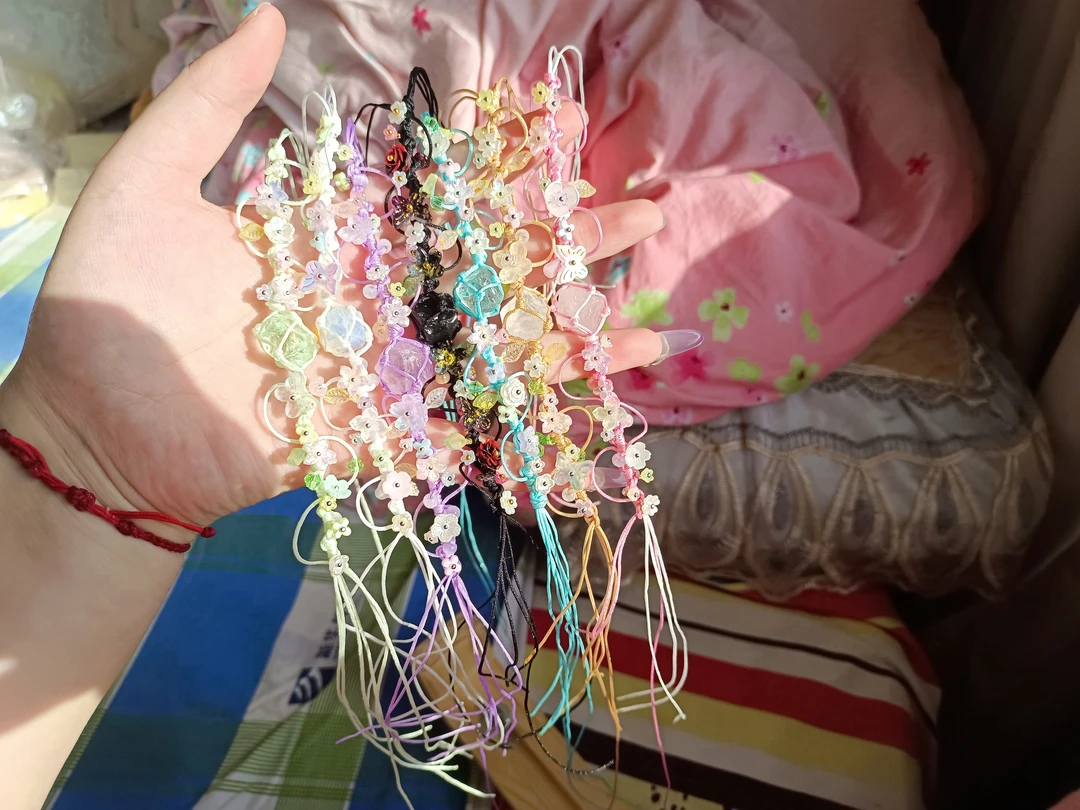 非金属布艺手链 布艺森系超仙手工编织手绳绿色小清新女礼物小众