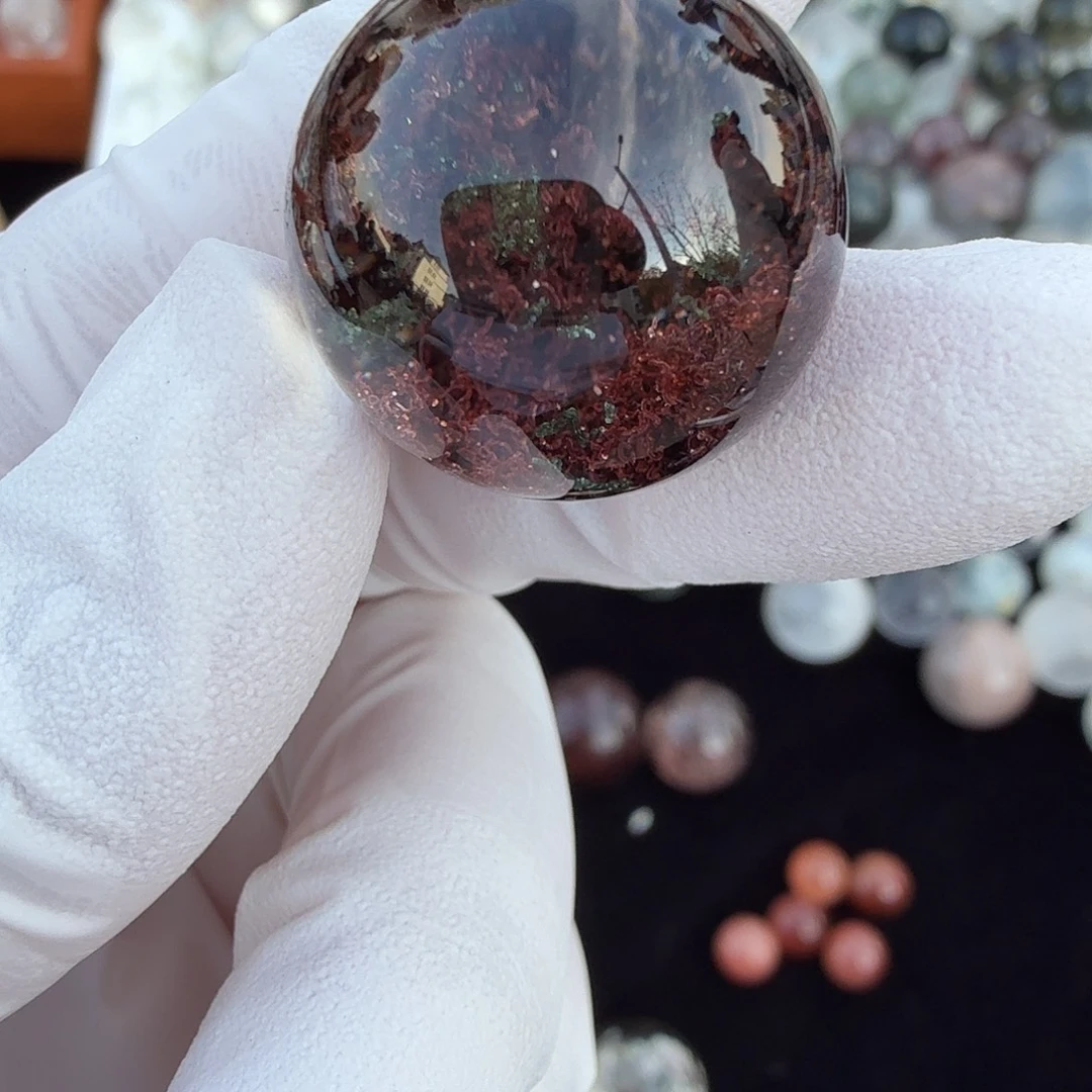 汤***麻水晶未镶嵌珠宝半成品彩幽灵19.8mm定制不退换