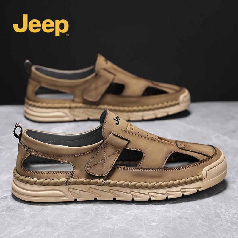 jeep男鞋运动沙滩凉鞋2025夏季新款软底软面舒适男士休闲包头拖鞋