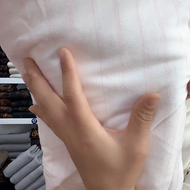 粉色白条布头全棉