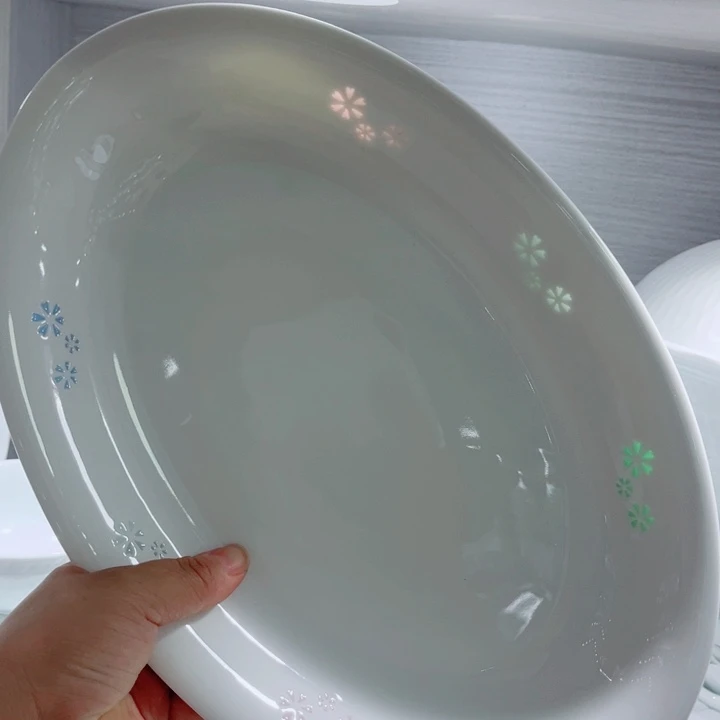 青花玲珑三星花彩玲珑大鱼盘