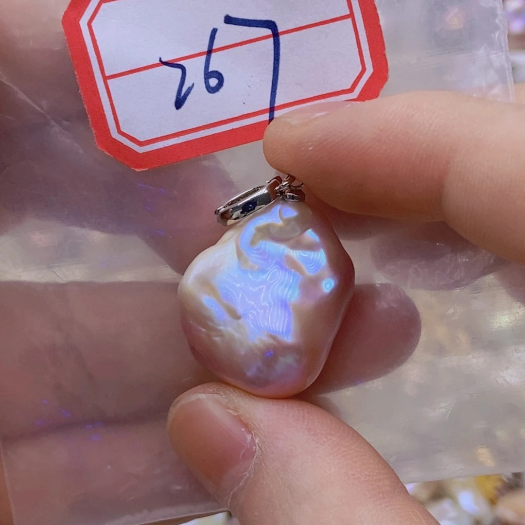 淡水珍珠银S925镶嵌吊坠(赠链)