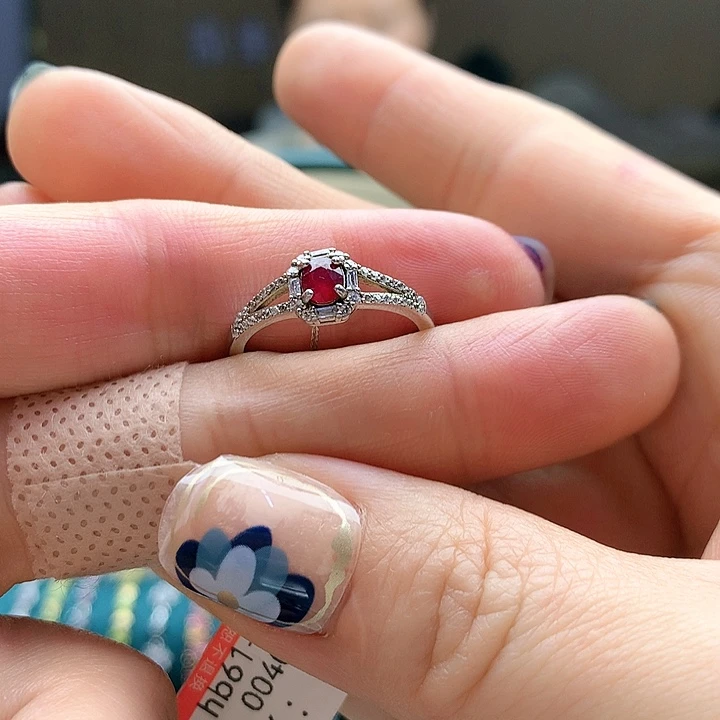 红宝石戒指银S925镶嵌