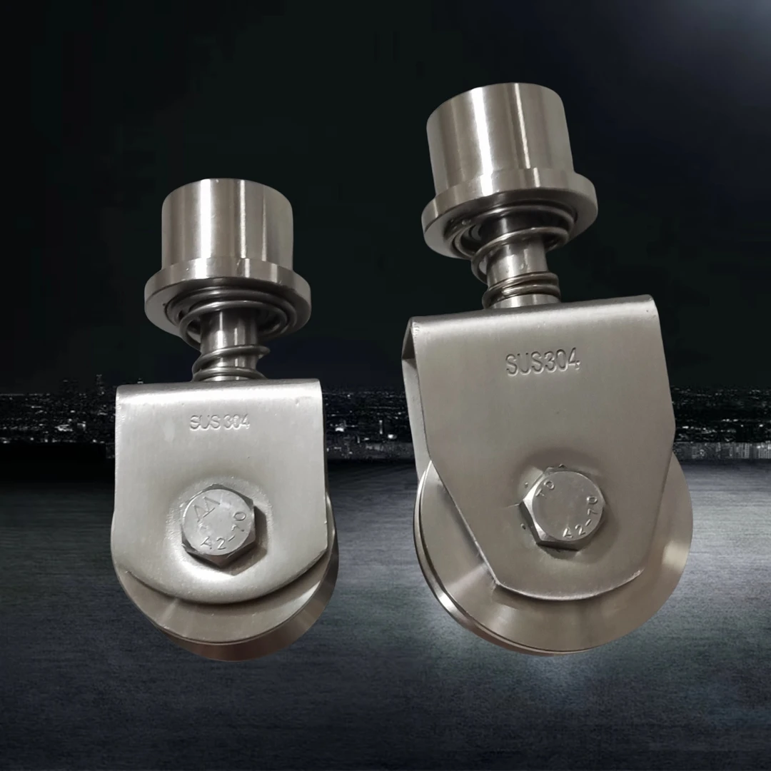 不锈钢万向轮马来西亚转弯门轨道轮减震静音弹簧活动轮砂光58*31