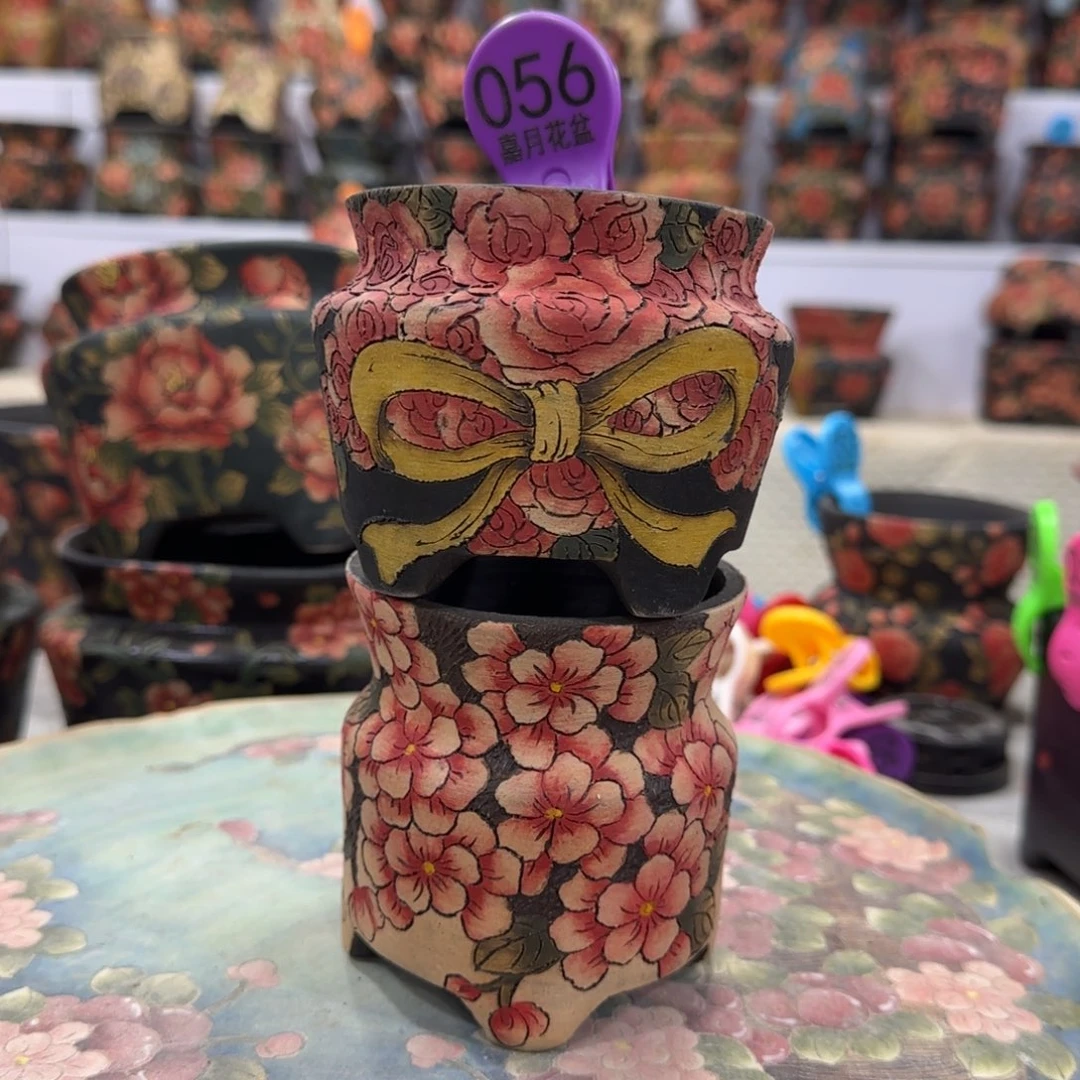 花盆紫砂精品多肉手绘花盆