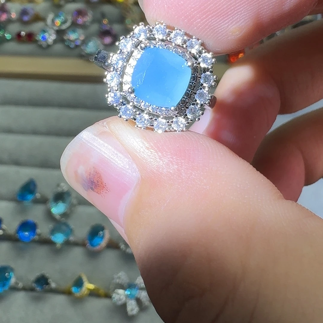 托帕石戒指银S925镶嵌