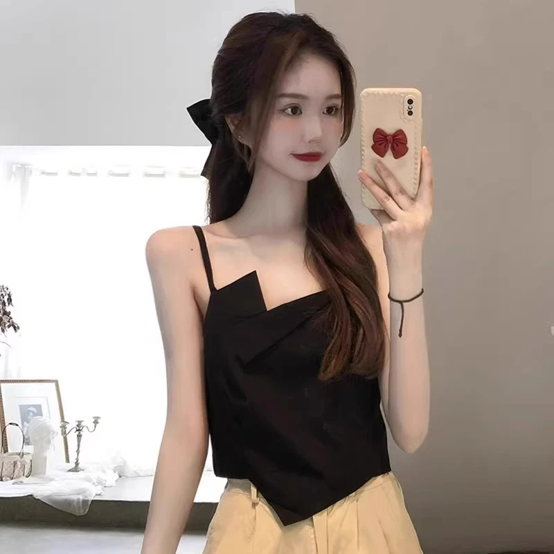 芯娇晴辣妹小吊带西装内搭外穿不规则设计打底背心女叠穿抹胸上衣