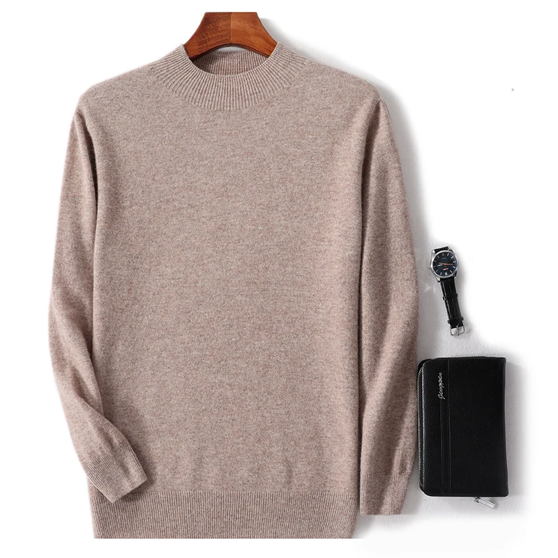 【单股半高领】100羊毛常规男士四季款商务休闲打底衫