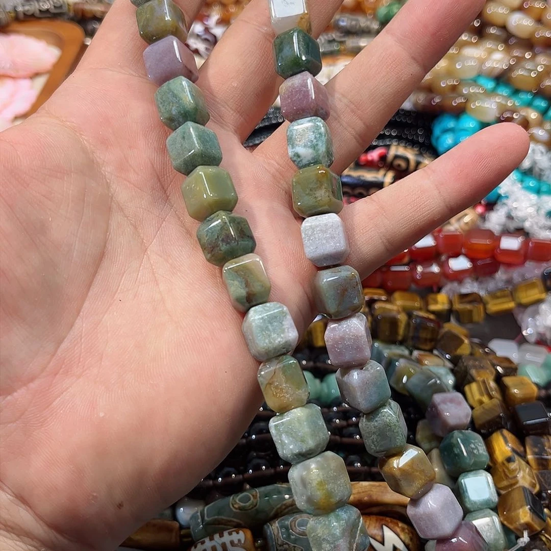 玛瑙/玉髓合金珠宝半成品水草玛瑙方糖一条10mm