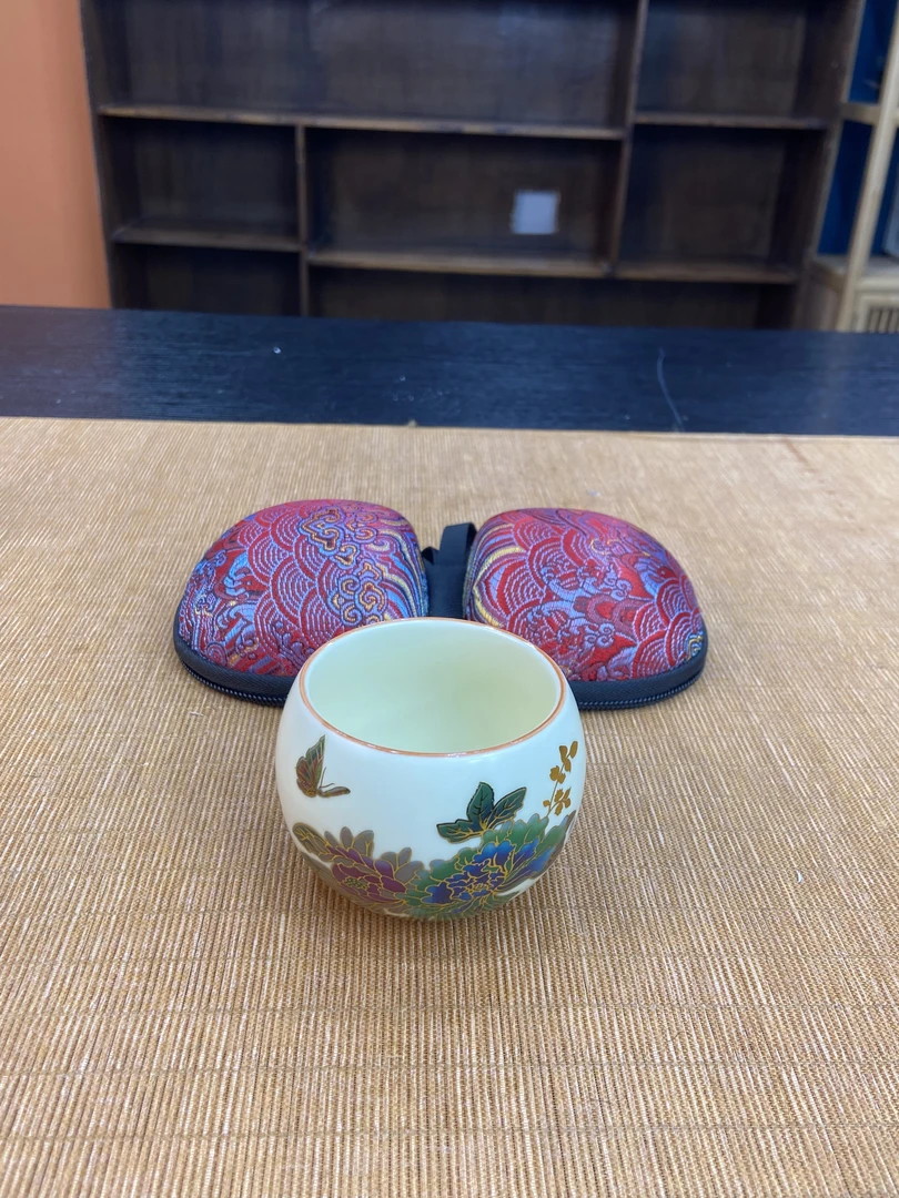 ZH2295-牡丹圆蛋主人杯（配刺绣包）