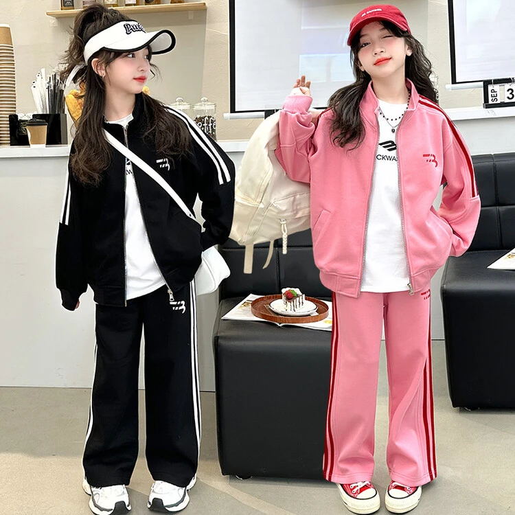 女童春秋装套装时尚洋气2025新款中大儿童装女孩休闲三件套时髦潮