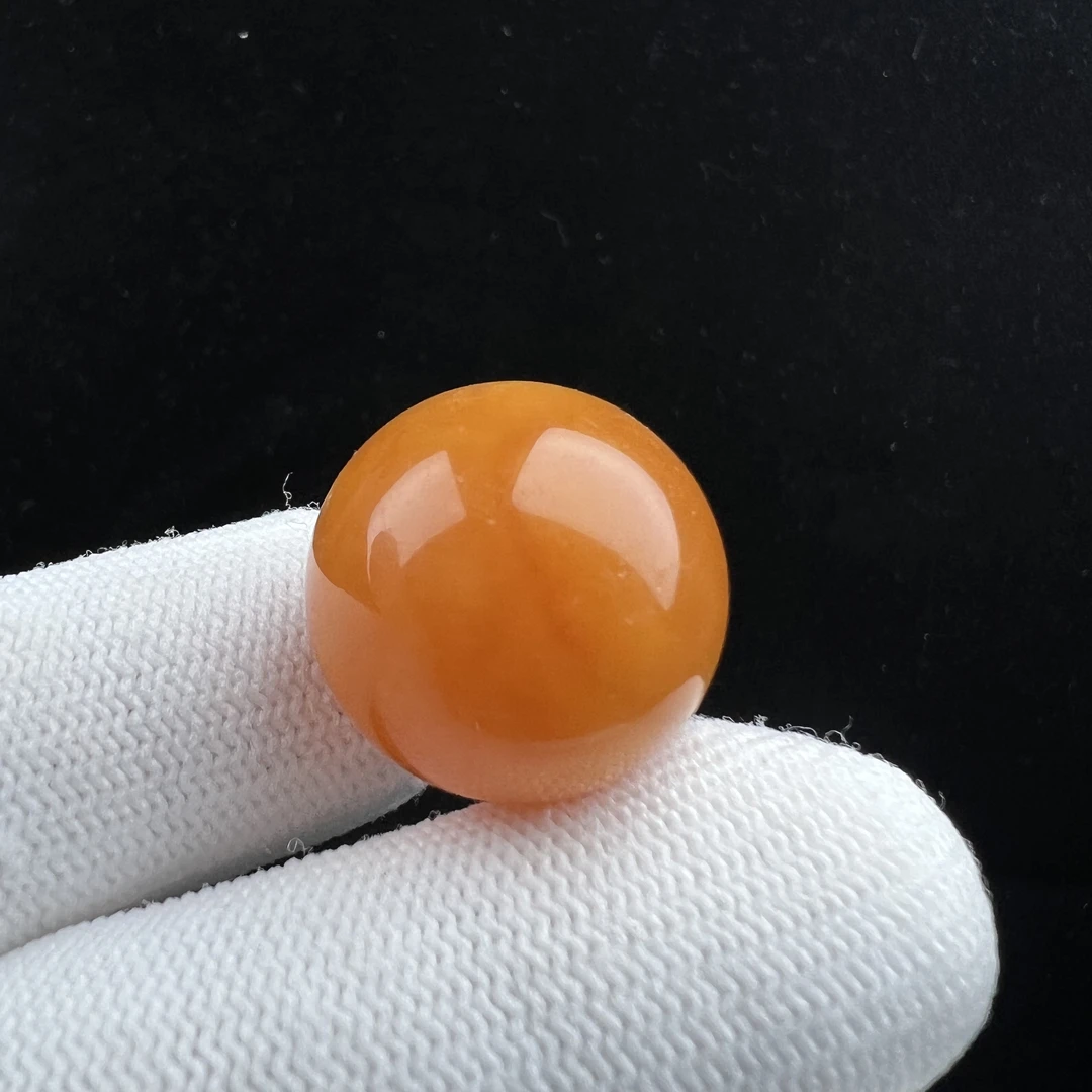 D1958天然蜜蜡瑕疵特价 鸡油黄圆珠21.4mm支持鉴定假一罚十