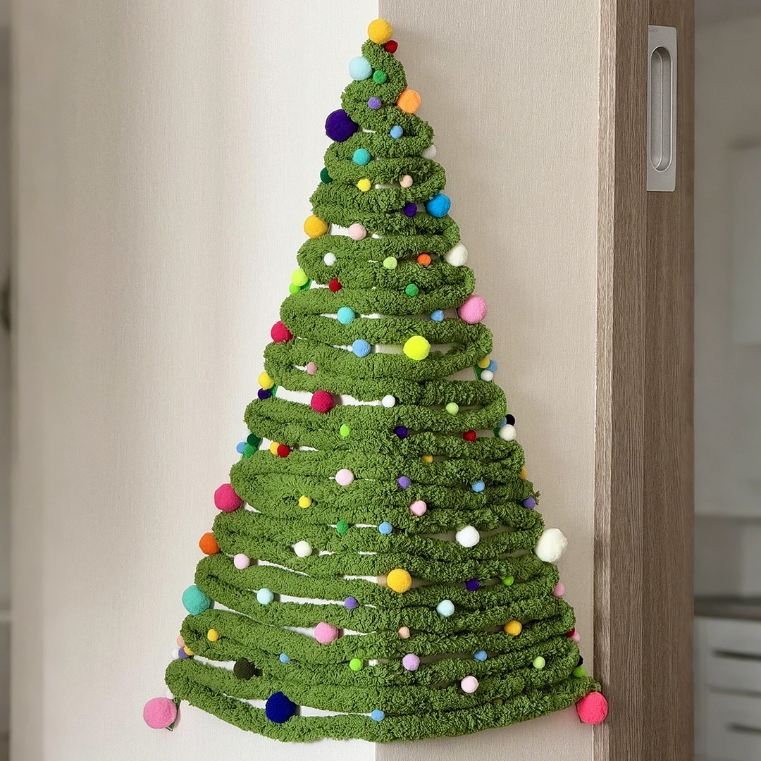 粗毛线圣诞树手工diy材料包居家客厅墙角圣诞氛围感场景布置道具