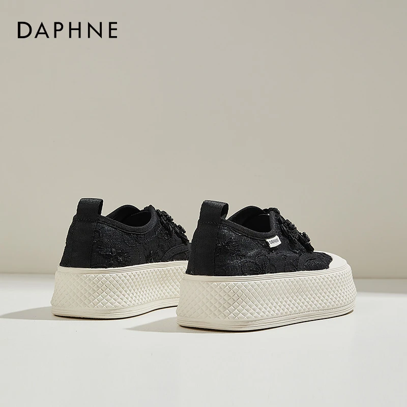 达芙妮网纱渔夫鞋女夏季新款厚底国风透气圆头套脚一脚蹬休闲鞋