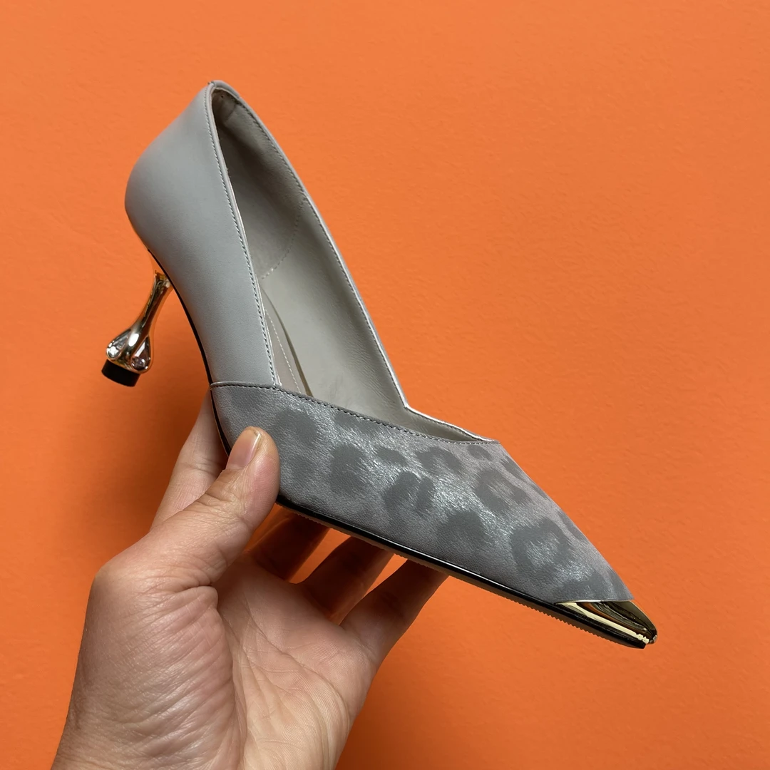 羊皮6厘米 2025年春季新款气质百搭尖头细跟中跟浅口单鞋SGD104