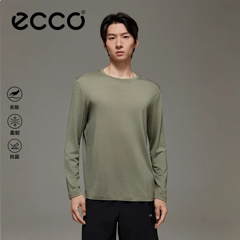 ECCO爱步【男款长袖】可机洗美利奴羊毛简约舒适T恤 ES253T027M