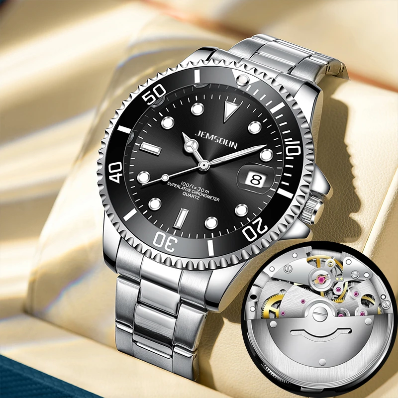 【专柜直发】经典黑鬼品牌腕表时尚夜光百搭防水正品男士手表J1022