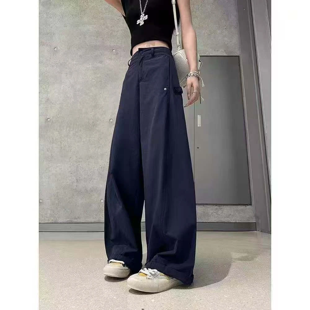 早秋新款工装修身阔腿裤