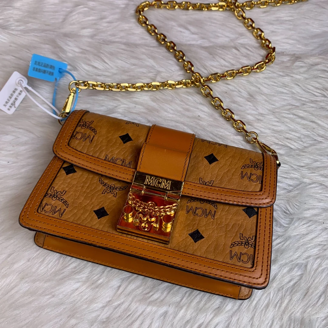 95新 MCM 干邑色邮差包/SD09818036/8036