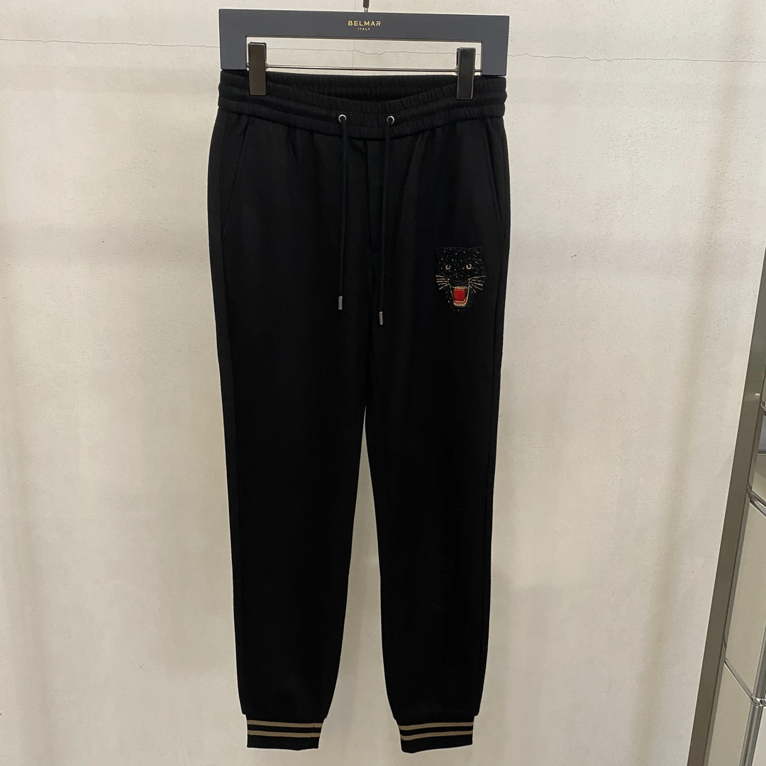 【BGEE】刺绣男士时尚百搭重工潮流纯色休闲运动束脚裤3318E4004