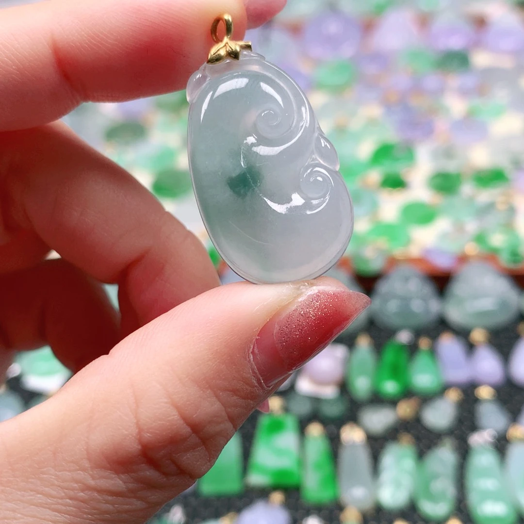 吊坠(不含链)18K金镶嵌翡翠