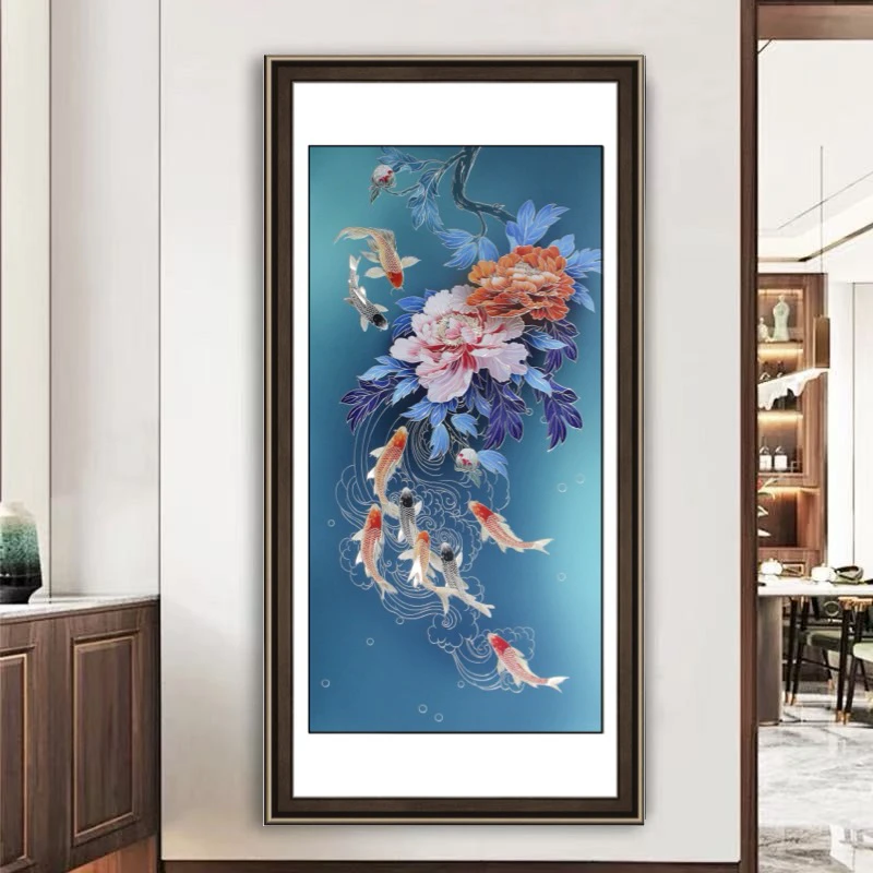 铜鑫铜亿《富贵有余》手工铜板雕刻 玄关画茶室餐厅挂画