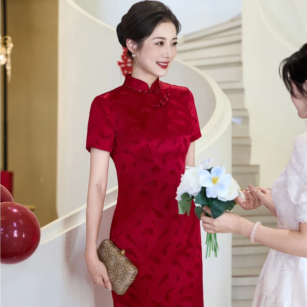 高贵气质年轻喜婆婆婚宴装2025新款妈妈结婚礼服显瘦端庄中式旗袍