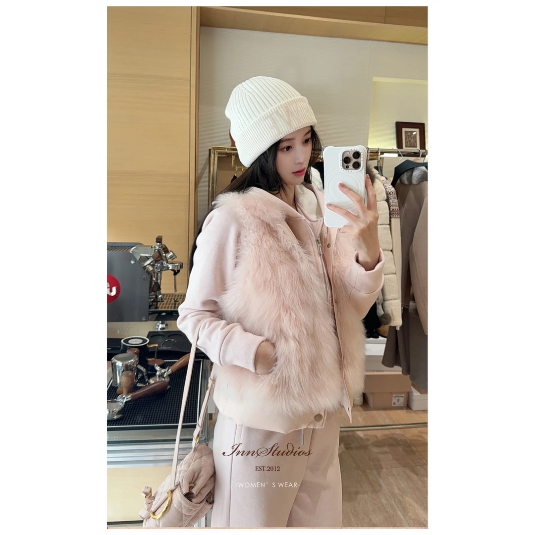 Innstudios 阿拉善baby山羊绒毛毛羽绒马夹