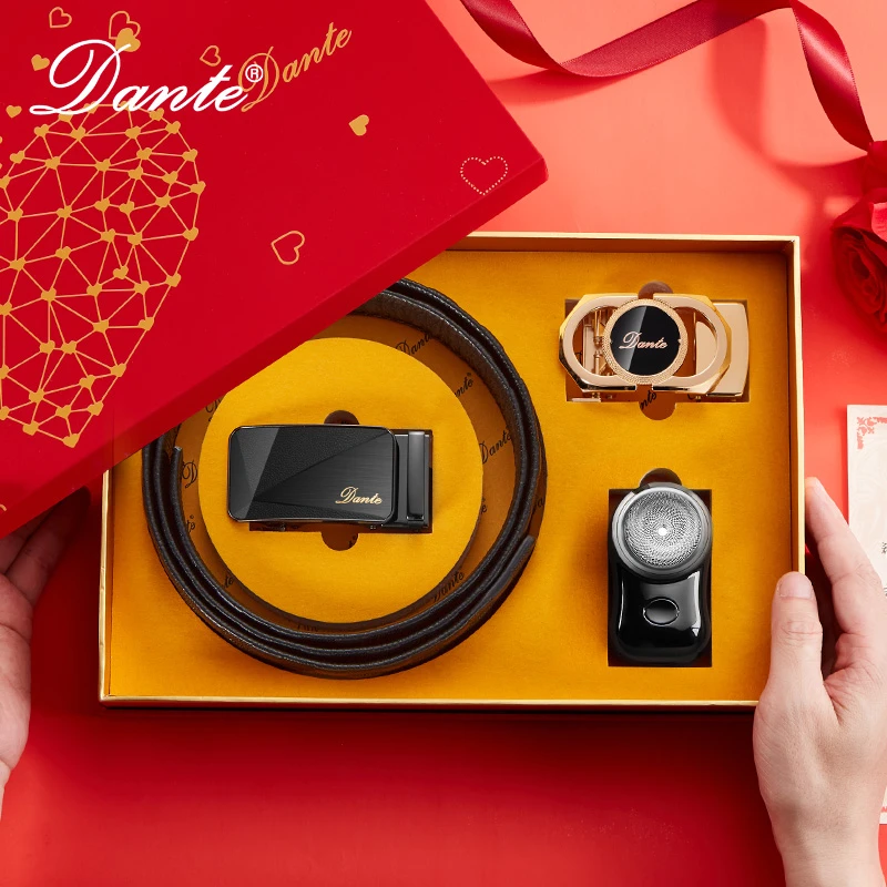 Dante男士牛皮皮带轻奢腰带自动扣时尚真皮裤腰带送礼盒-ll