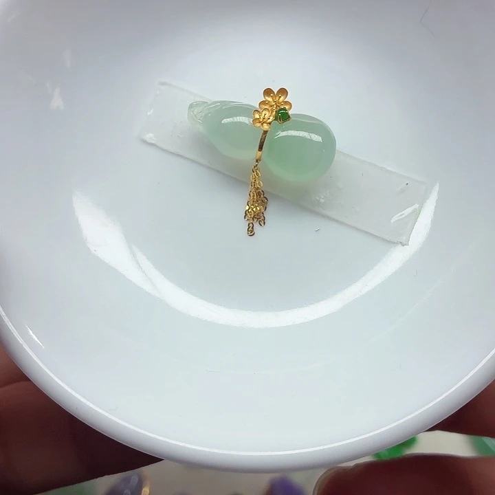 翡翠18K金镶嵌手链天然缅甸翡翠A货
